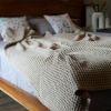 100% Cotton Waffle Weave Throw Blanket 50x70 inch Sand Color Lightweight Soft and Breathable Throw Blanket for All Season Skin Friendly Blanket for Co